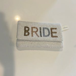 **NWT** Francesca’s beaded BRIDE Clutch